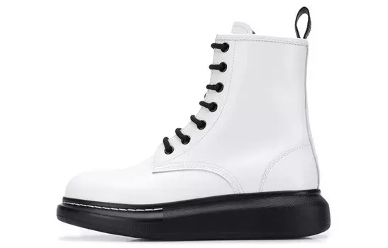Ботильоны на платформе из глянцевой кожи, белые, черные, женские Alexander Mcqueen