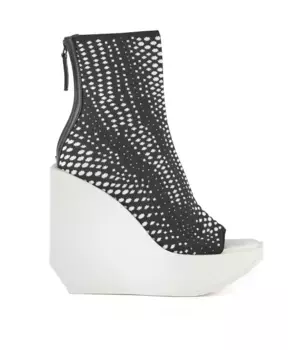 Ботильоны на платформе из плетеной ткани с графическим рисунком и танкетке United Nude, черный