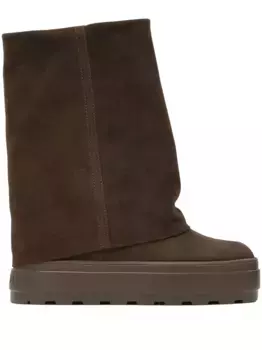 Ботильоны на платформе со складками Casadei, коричневый