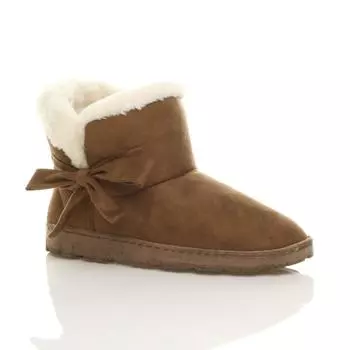 Ботильоны на плоском каблуке с подкладкой из искусственного меха Тапочки из искусственной замши AJVANI, коричневый