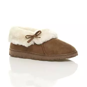 Ботильоны на плоском каблуке с подкладкой из искусственного меха AJVANI, коричневый