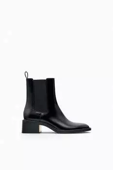 Ботильоны на широком каблуке с металлом Zara, черный