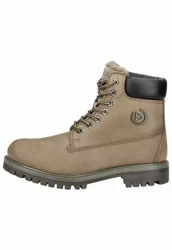 Ботильоны на шнуровке bugatti, серо-коричневый