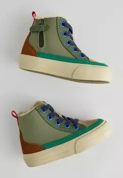 Ботильоны на шнуровке HIGH TOP WITH ZIP FASTENING- REGULAR FIT Next, зеленый