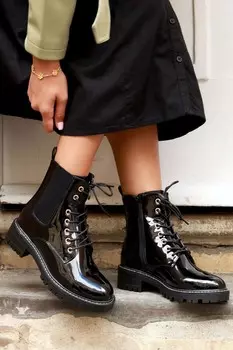 Ботильоны на шнуровке и декоративной молнии Linzi, черный