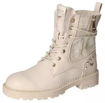 Ботильоны на шнуровке MUSTANG Lace-Up Ankle Boots, экрю