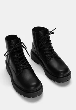 Ботильоны на шнуровке PULL&BEAR, черный
