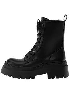 Ботильоны на шнуровке PULL&BEAR, черный