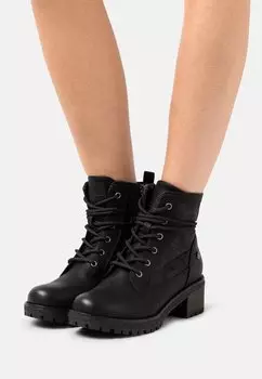 Ботильоны на шнуровке Refresh на высоком каблкуке, черный