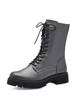 Ботильоны на шнуровке с блочным каблуком Marco Tozzi, цвет 908 gun metal