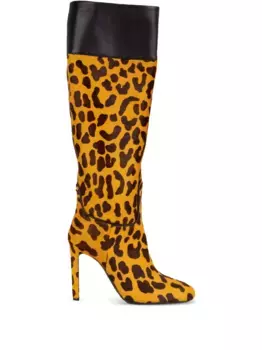 Ботильоны на шпильке с леопардовым принтом Roger Vivier, желтый