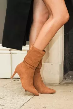 Ботильоны на среднем каблуке с рюшами Dekota Novo, коричневый