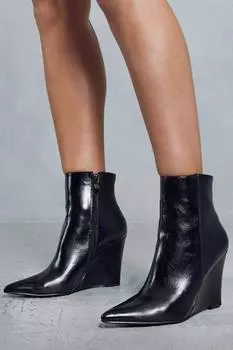 Ботильоны на танкетке с имитацией кожи MISSPAP, черный