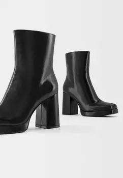 Ботильоны на высоком каблуке Bershka, черный