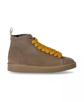 Ботильоны охры с широкими плетеными шнурками Panchic, бежевый