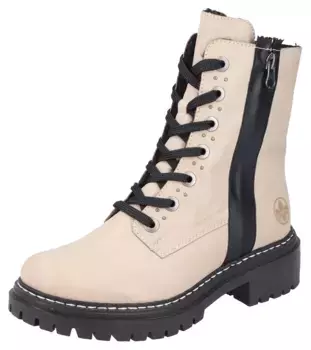 Ботильоны Rieker на шнуровке и декоративной молнией снаружи, черный