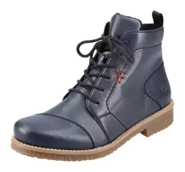 Ботильоны Rieker на шнуровке и подошве медового цвета, синий