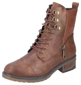 Ботильоны Rieker на шнуровке и внутренней молнии для легкого надевания, цвет Cognac