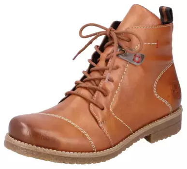 Ботильоны Rieker на шнуровке с великолепной строчкой, коричневый