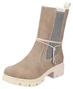 Ботильоны Rieker с декоративным шнурком на голенище, бежевый