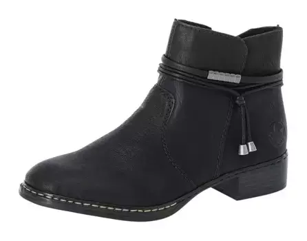 Ботильоны Rieker, с декоративными ремешками, узкая форма, черный