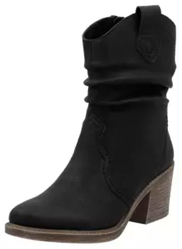 Ботильоны Rieker в стиле вестерн, ковбойские ботильоны, ботинки, блочный каблук, с гофрированной голенищем с напуском, черный