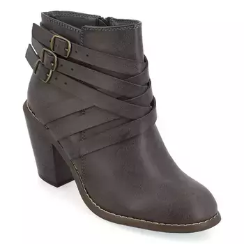 Ботильоны с ремешком и блочным каблуком Journee, серый