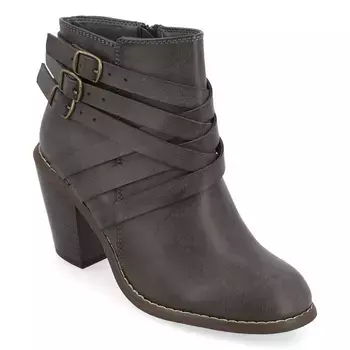 Ботильоны с широким блочным каблуком и ремешком Journee, серый