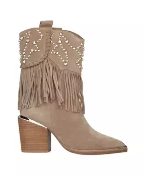 Ботильоны с заклепками и бахромой Alma En Pena, бежевый