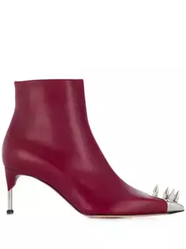 Ботильоны с заклепками-шипами Alexander McQueen, красный