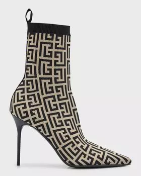 Ботильоны Skye с монограммой Balmain, цвет Ivoire Noir