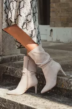 Ботильоны со сборками на среднем каблуке Novo, серый