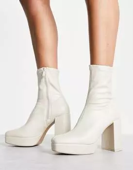 Ботильоны Stradivarius Mid Heel Sock, кремовый