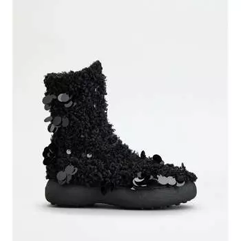 Ботильоны Tod's WG на шнуровке из искусственного меха, черный