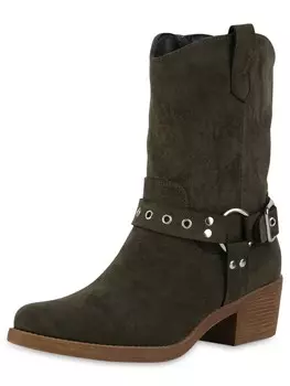 Ботильоны VAN HILL Cowboy Boots Grace, цвет olivgrn velours