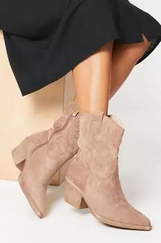 Ботильоны в стиле вестерн с деталями Jemma Stitch Oasis, бежевый