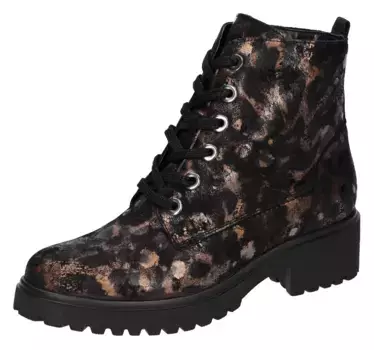 Ботильоны Waldlufer на шнуровке "H-Luise", современный металлический вид, ширина H, цвет Schwarz-Leo