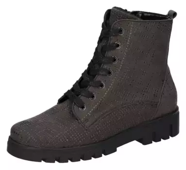 Ботильоны Waldlufer на шнуровке "H-Serena", с перфорацией, ширина H, серый