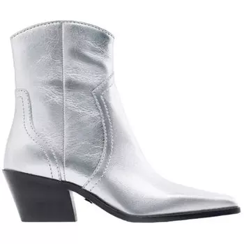 Ботильоны Zara Metallic Leather Cowboy, серебристый