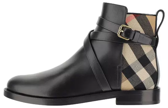 Ботильоны женские Burberry с клетчатой вставкой, черный