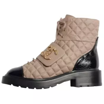 Ботильоны женские темно-бежевые/черные Chanel