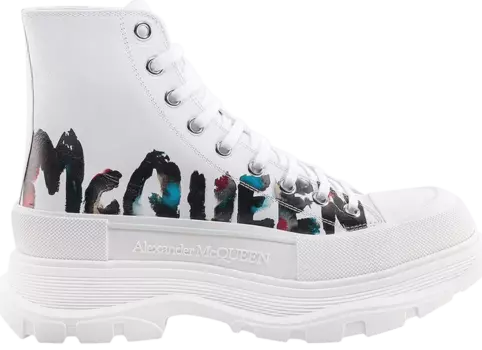 Ботинки Alexander McQueen Tread Slick Boot 'Graffiti Logo - White Multi-Color', белый
