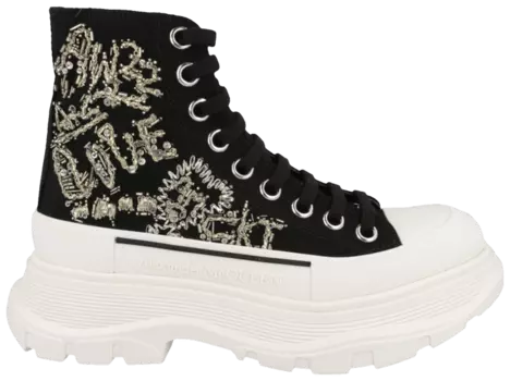 Ботинки Alexander McQueen Wmns Tread Slick Boot 'Black Gold Crystal', черный