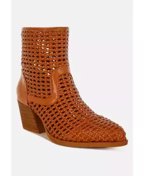 Ботинки Artisole на устойчивом каблуке из плетеной экокожи Rag & Co, коричневый/бежевый