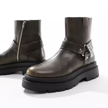 Ботинки Asos Design Chelsea Western With Silver Hardware, коричневый