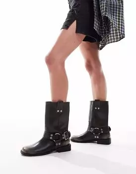 Ботинки байкерские Arley ASOS DESIGN на плоской подошве, полированные, коричневого цвета