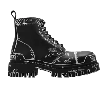 Ботинки Balenciaga Strike Lace-Up Boot 'Marker Pen Print - Black', черный