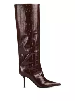 Ботинки Bella с острым носком и тиснением под крокодила, 90 мм Le Silla, коричневый