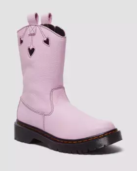 Ботинки без шнуровки Dr. Martens Junior Heart из лакированной кожи наппа, цвет Pink+Black — Milled Nappa