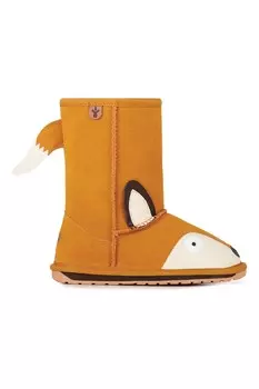 Ботинки без шнуровки из лисьей замши Emu, коричневый